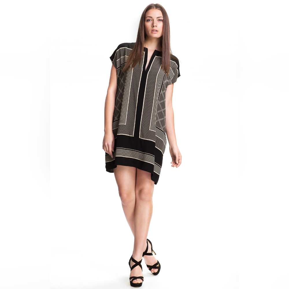 VINCE ‘Scarf Print’ Silk Shift Dress Sz L, Retail $320
